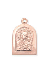 Gold pendant with the Virgin Mary isolated on white