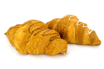 Two croissant isolated on white