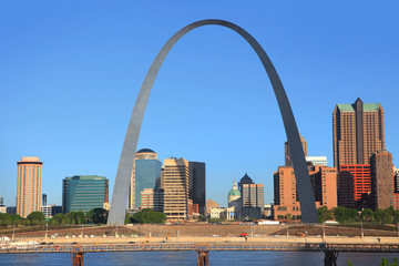 Saint Louis, MO, USA - April 28, 2016: Gate way arch is tallest arch in the world in Saint Louis,...