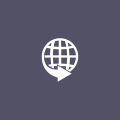 world grid with an arrow around