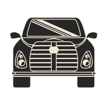 sedan or coupe car frontview icon image vector illustration design 