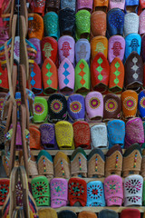 Morocco traditional slippers in marketplace