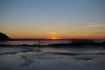 Lake Balaton frozen in winter