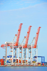 Port cargo crane and container