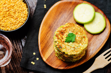 Zucchini lentils oats parsley fritters