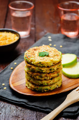 Zucchini lentils oats parsley fritters