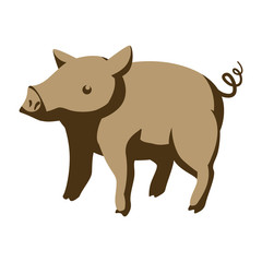 pig animal emblem icon image vector illustration design 