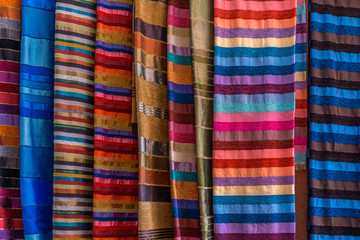 Traditional colorful fabric in Morocco
