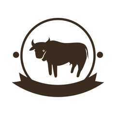 cow animal emblem icon image vector illustration design 