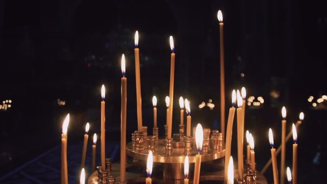 Beautiful candles at night church
