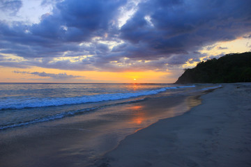 Sunset on the tropical beach on the Pacific coast,Costa-Rica