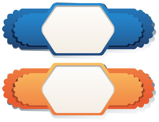 Label design in blue and orange color