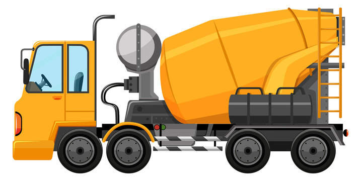 Cement truck in yellow color