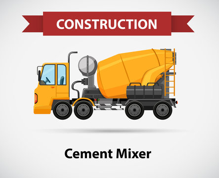 Constructin icon with cement mixer