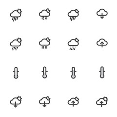 Outline weather icons isolated on white background. vector illustration