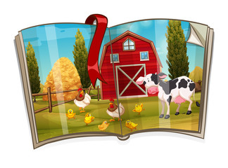 Book with animals in the farm scene