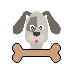 Obraz premium cute dog and bone icon over white background. colorful design. vector illustration