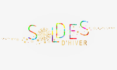 Soldes d'hiver multicolore - nuée d'étoiles - flocon - doré - moderne