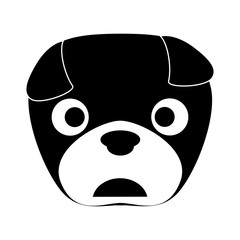 dog face icon over white background. black and white design. vector illustration