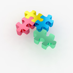 3d rendering of puzzles for team work concept