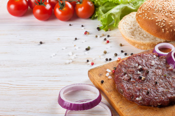 The ingredients for the burger