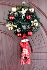 house door decorated for the winter holidays.