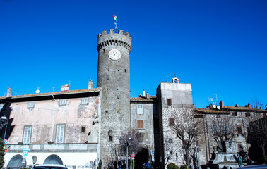 Bagnaia burg and clock tower
