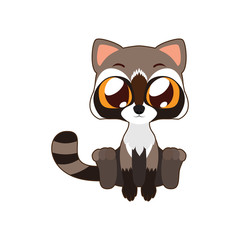Cute raccoon vector illustration art in flat color