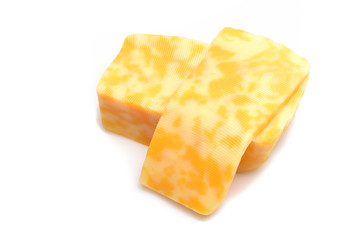 marbled cheese isolated on white
