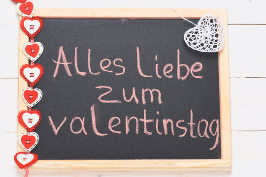"Alles liebe zum valentinstag" painted by chalk