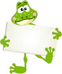 Cute frog with signboard
