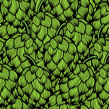 Seamless pattern with green hops