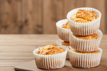 Homebaked Ham And Cheese Muffins In Paper Cases.