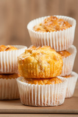 Homebaked Ham And Cheese Muffins In Paper Cases.