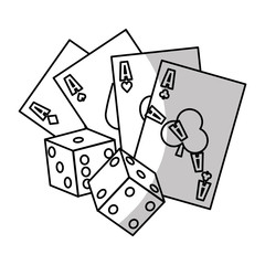 poker cards and pair of dices over white background. gambling games design. vector illustration