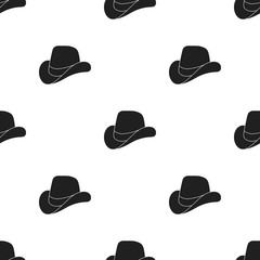 Cowboy hat icon in black style isolated on white background. Patriot day pattern stock vector illustration.