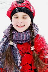 portrait of small girl in winter weather