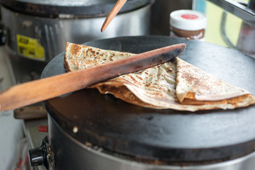 Crepe Folded on a Hot Flat Griddle