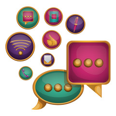 Bubble social media and multimedia icon set icon. Apps communication and digital marketing theme. Isolated design. Vector illustration
