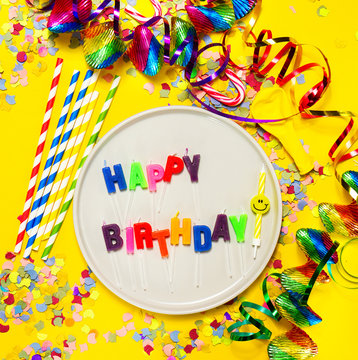 Happy Birthday, Party or Carnival background or Party concept wi