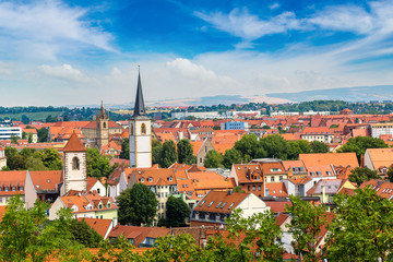 Naklejka na ściany i meble Panoramic view of Erfurt