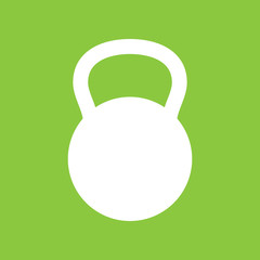 Kettlebell icon on green background, flat design style. Vector illustration eps 10.