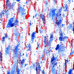 watercolor paint dabs and drops isolated on white background. Abstract free designs clip art background. Blue and red paint splashes with color mixture overflow on white paper for web and print