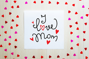 Mother's Day vintage composition of greeting note with hand drawn lettering 