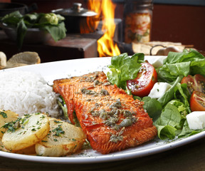 Salmon with garnishes