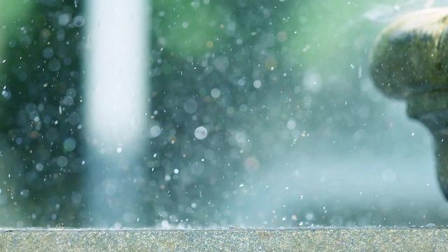 SLOW MOTION: macro shot of a fountain in Peterhof Palace