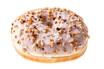 white hazelnut donut isolated