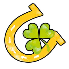 horseshoe with clover or shamrock icon image vector illustration design 