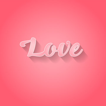 The word "Love" on a pink background