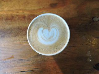 Latte on wood table